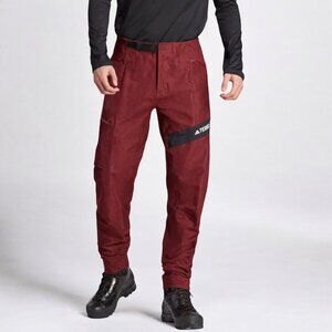 Men’s Size 34 adidas Terrex Techrock RAIN.RDY Primeknit Pants Shadow Red HU1827